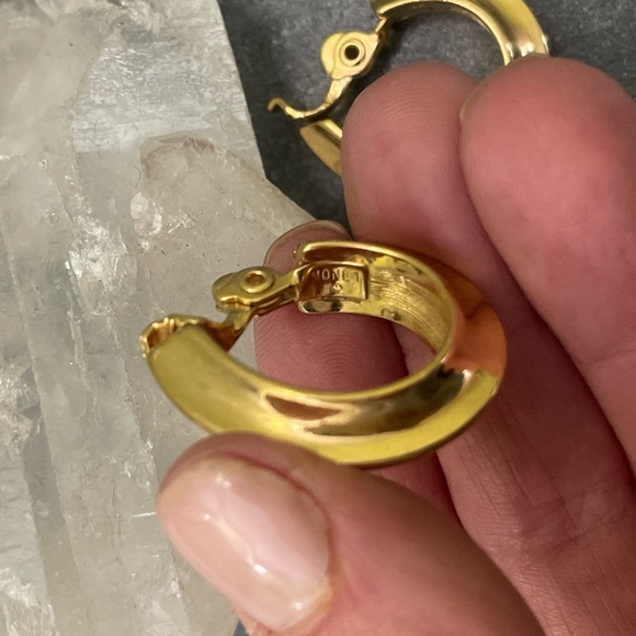 Vintage Monet Gold Clip On Hoops - Picture 4 of 8